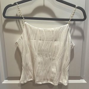 Rihoas white textured tank top with beaded straps